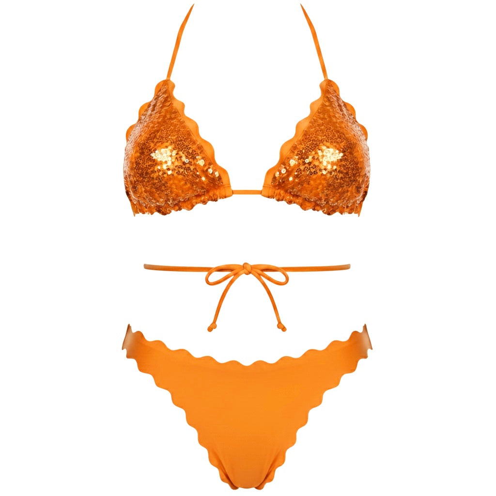 BIKINI TRIANGOLO PAILLETTES ARANCIONE