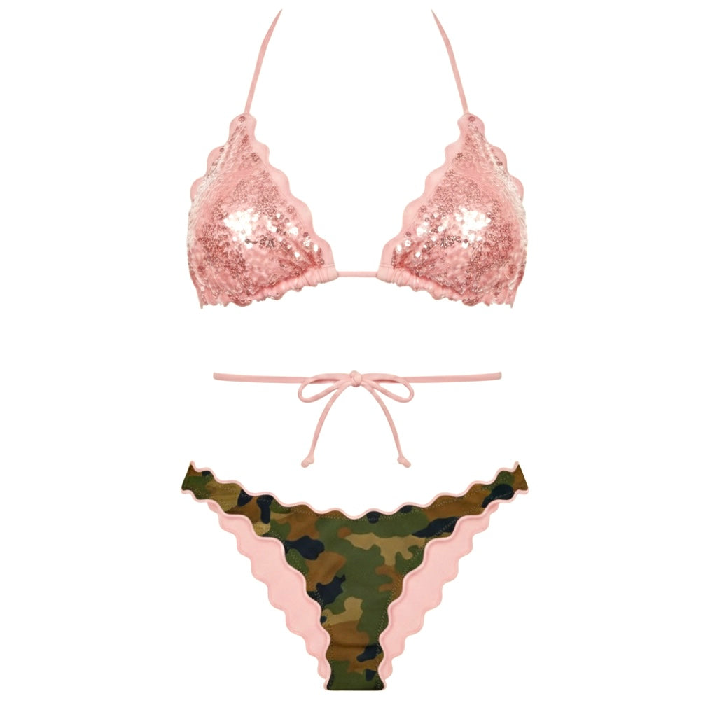 BIKINI TRIANGOLO PAILLETTES CIPRIA MILITARE