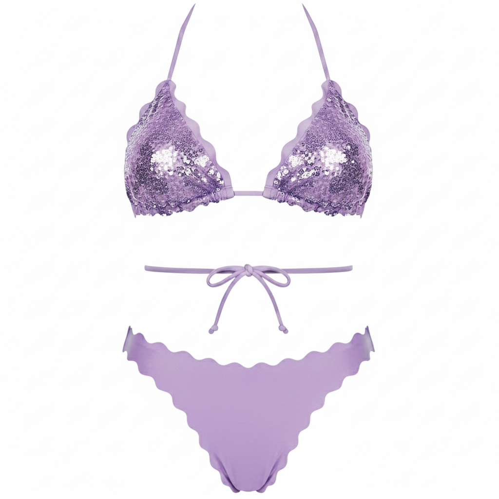 BIKINI TRIANGOLO PAILLETTES LILLA