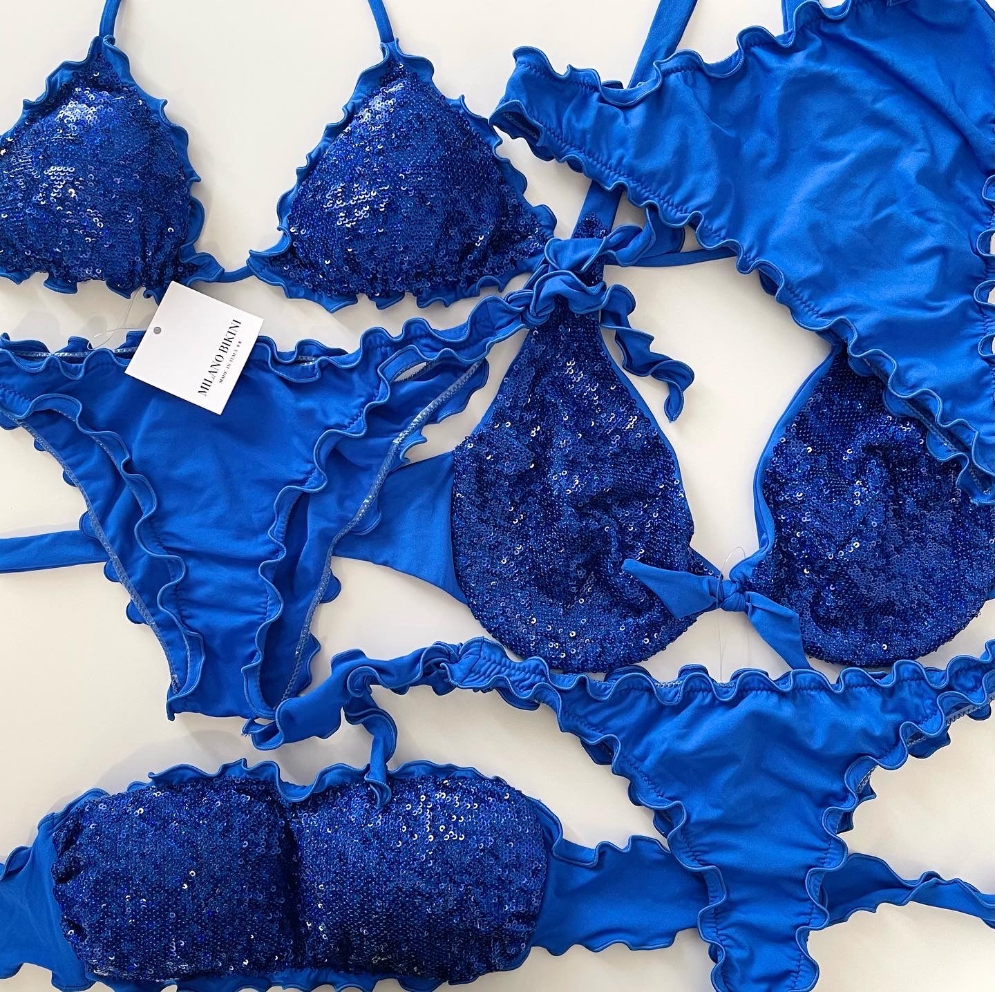 BIKINI FASCIA PAILLETTES BLU