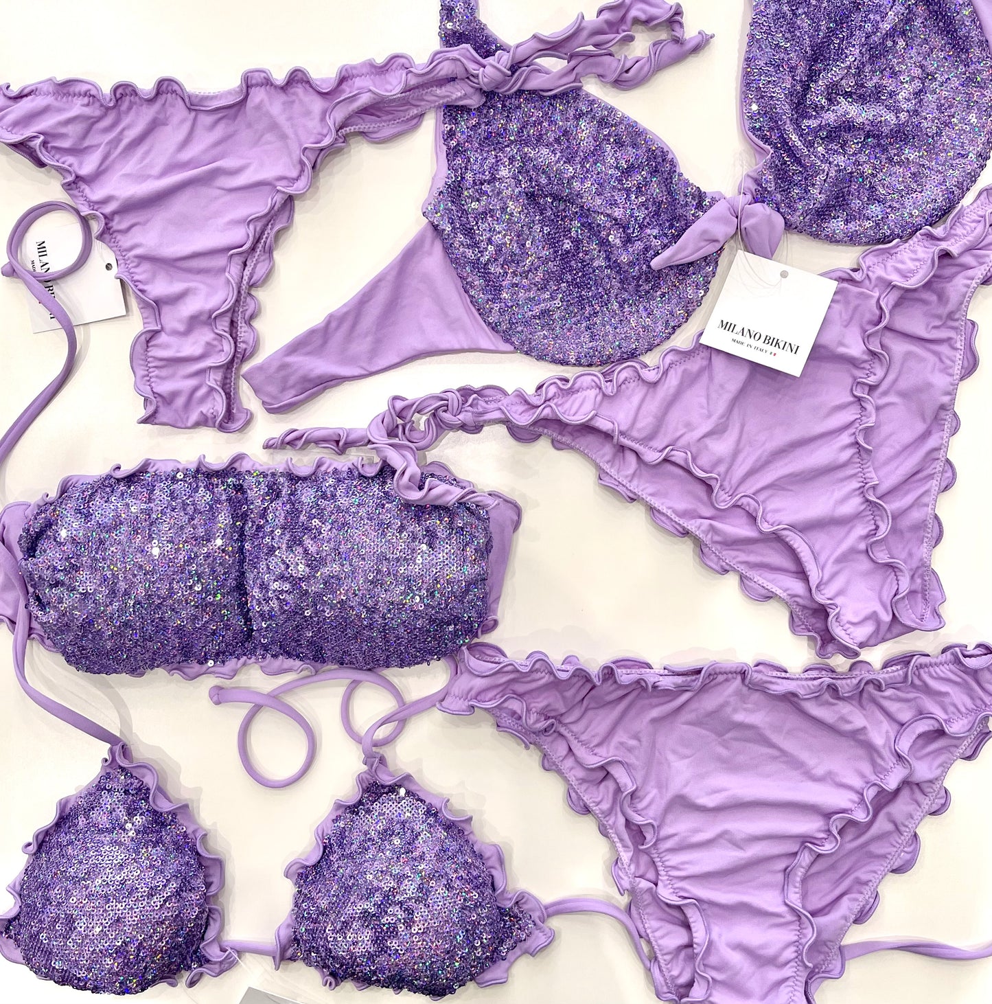 BIKINI TRIANGOLO PAILLETTES LILLA