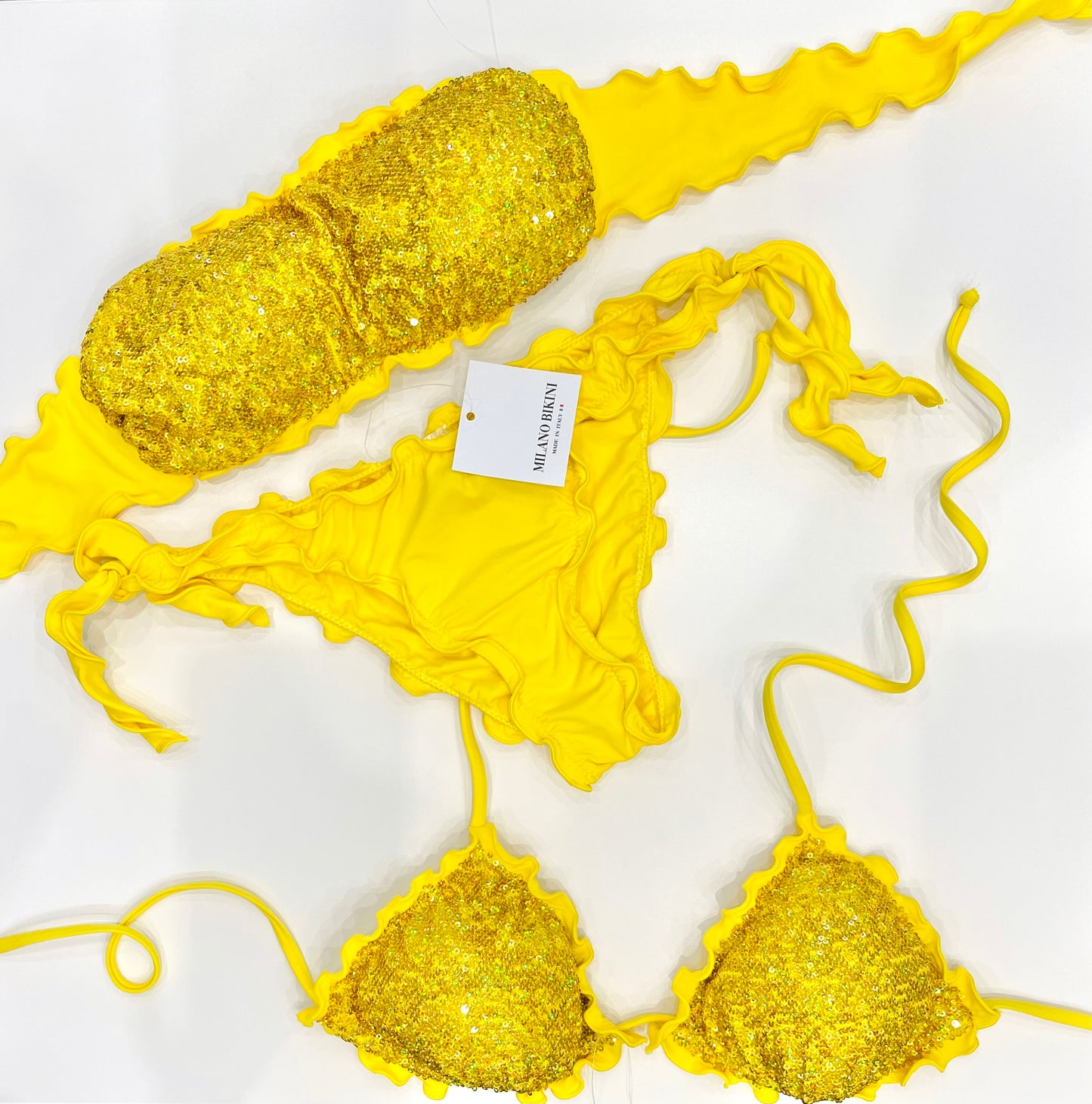 BIKINI TRIANGOLO PAILLETTES GIALLO