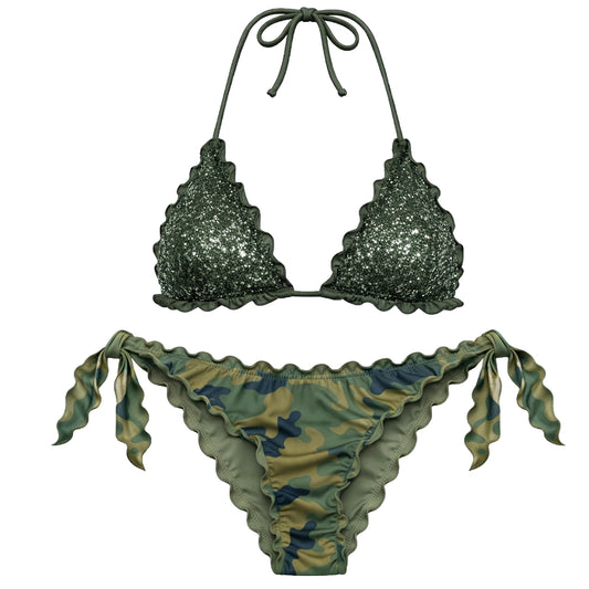 BIKINI TRIANGOLO PAILLETTES MILITARE