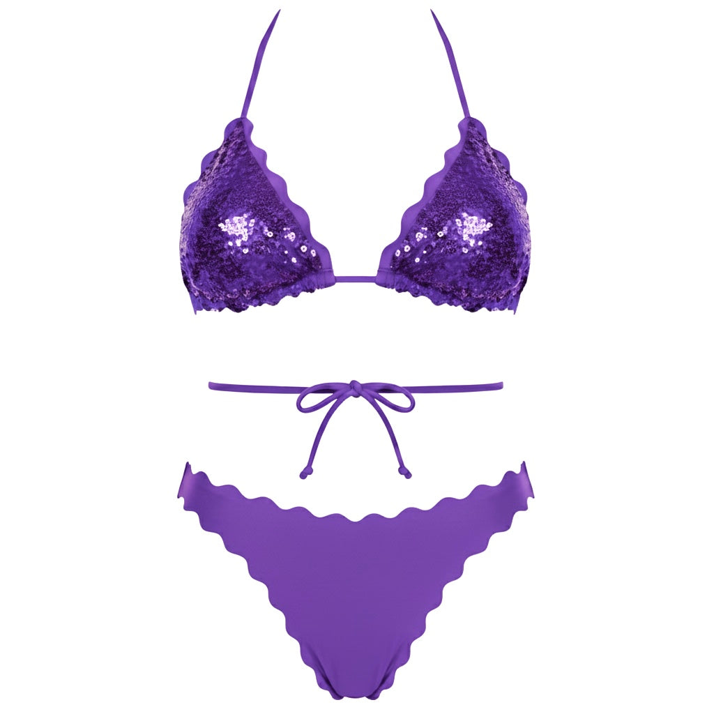 BIKINI TRIANGOLO PAILLETTES VIOLA