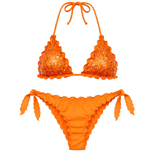 BIKINI TRIANGOLO PAILLETTES ARANCIONE