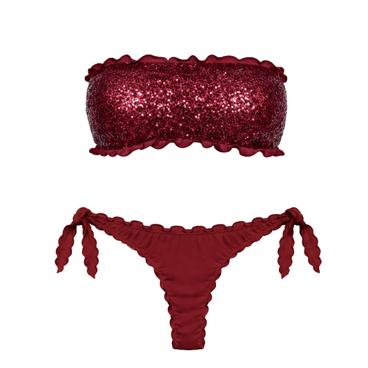 BIKINI FASCIA PAILLETTES BORDEAUX
