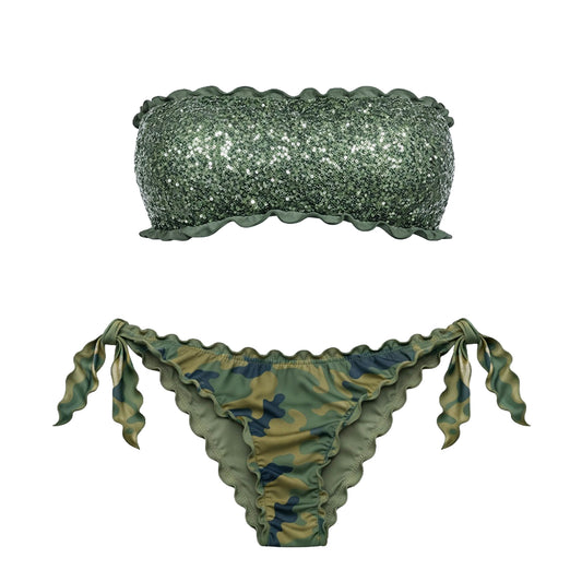 BIKINI FASCIA PAILLETTES MILITARE