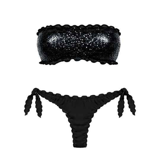 BIKINI FASCIA PAILLETTES NERO