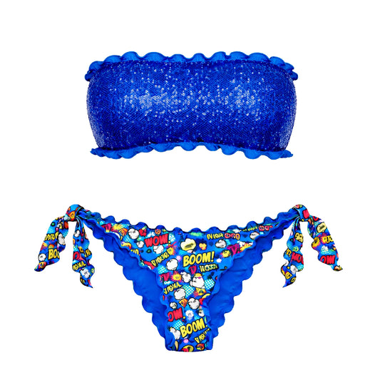 BIKINI FASCIA PAILLETTES BLU CARTOON