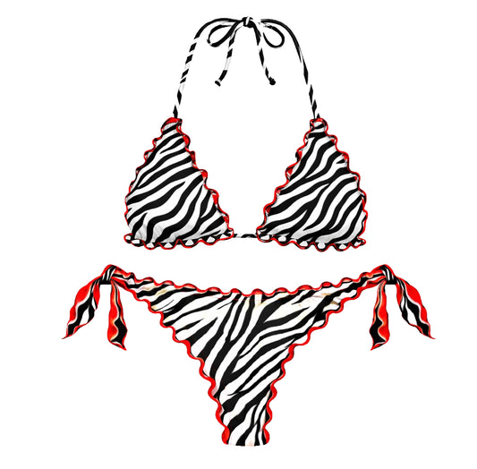 BIKINI TRIANGOLO FANTASIA ZEBRA ROSSO