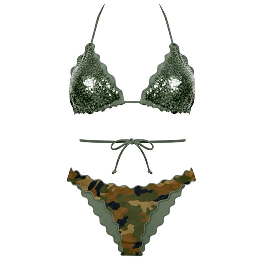 BIKINI TRIANGOLO PAILLETTES MILITARE