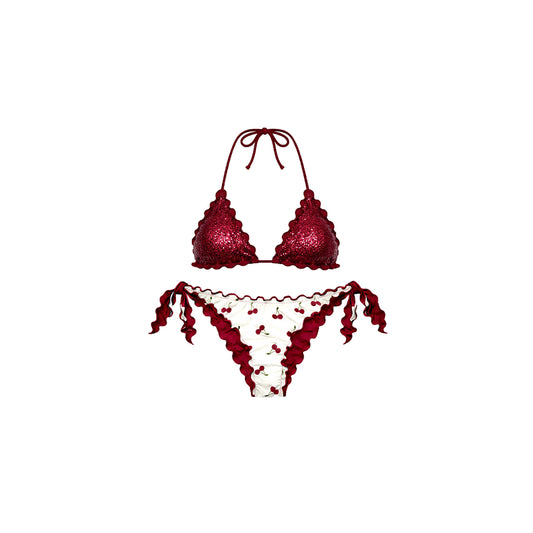 BIKINI BABY TRIANGOLO PAILLETTES CHERRY AMARENA