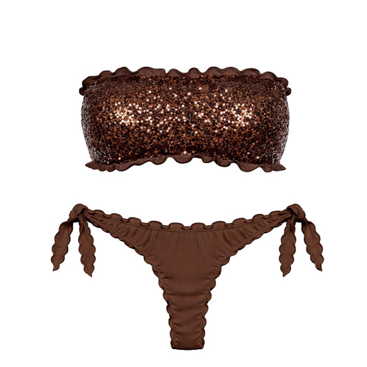 BIKINI FASCIA PAILLETTES CHOCOLATE