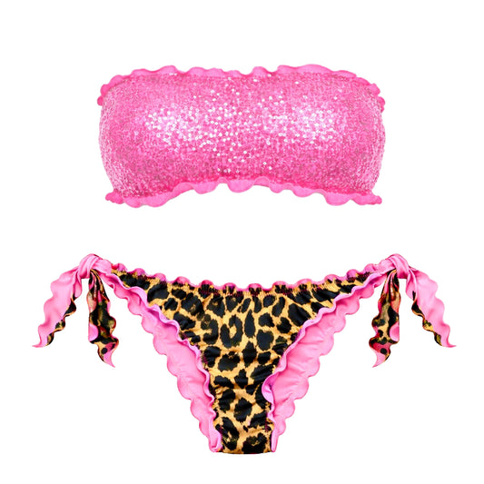 BIKINI FASCIA PAILLETTES BARBIE LEOPARDATO