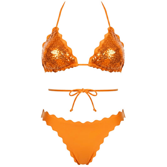 BIKINI TRIANGOLO PAILLETTES ARANCIONE