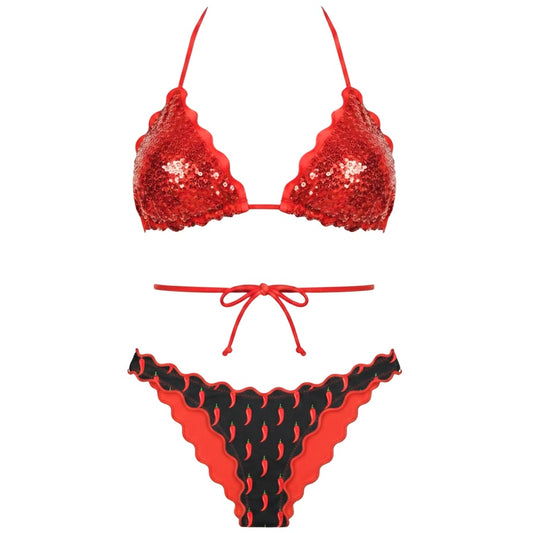 BIKINI TRIANGOLO PAILLETTES ROSSO PEPERONCINI