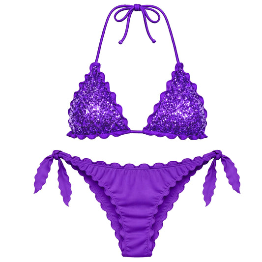 BIKINI TRIANGOLO PAILLETTES VIOLA