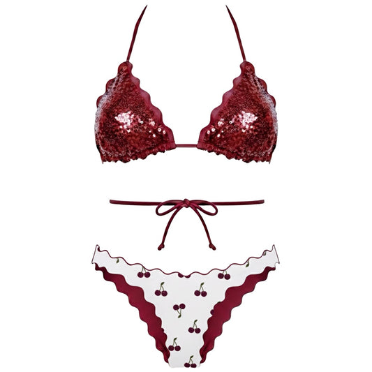 BIKINI TRIANGOLO PAILLETTES CHERRY BORDEAUX