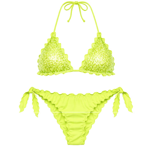 BIKINI TRIANGOLO PAILLETTES LIME