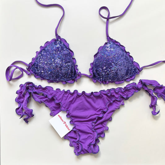 BIKINI TRIANGOLO PAILLETTES VIOLA
