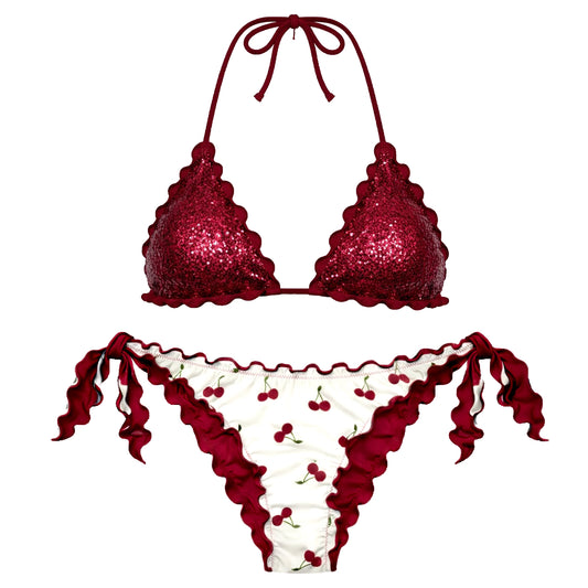 BIKINI TRIANGOLO PAILLETTES CHERRY AMARENA