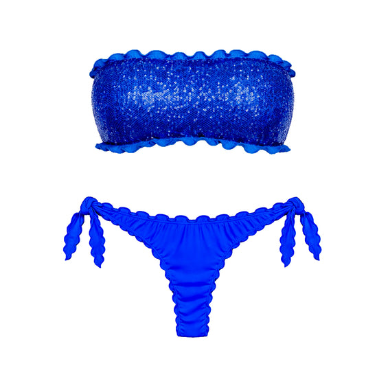 BIKINI FASCIA PAILLETTES BLU