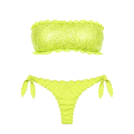 BIKINI FASCIA PAILLETTES LIME