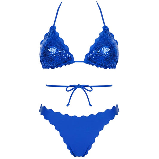 BIKINI TRIANGOLO PAILLETTES BLU