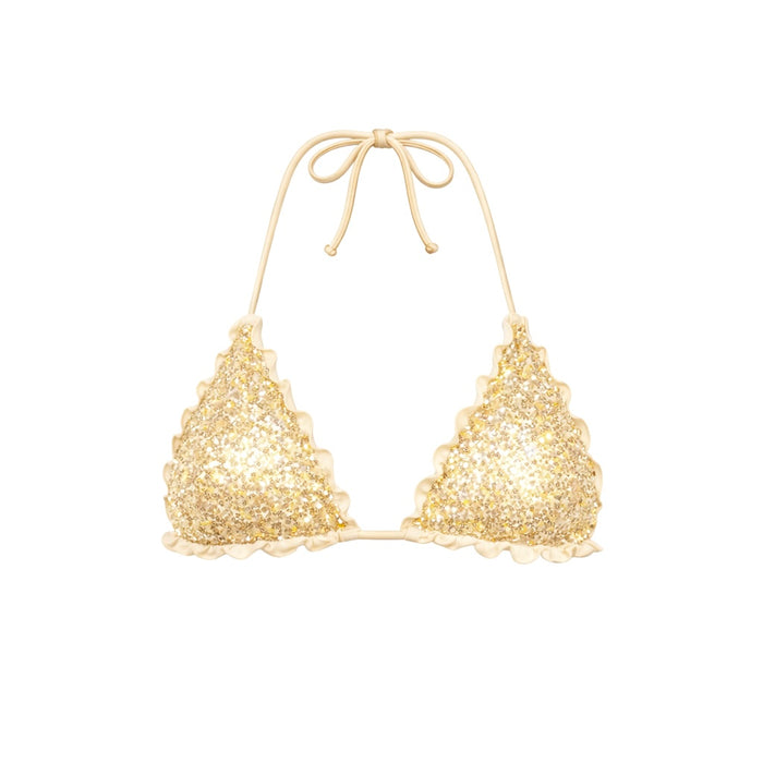 TRIANGOLO PAILLETTES CREMA/ORO