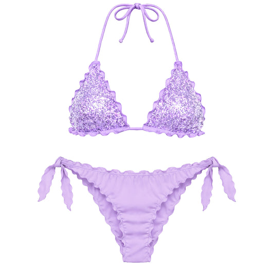 BIKINI TRIANGOLO PAILLETTES LILLA