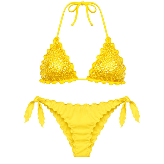 BIKINI TRIANGOLO PAILLETTES GIALLO