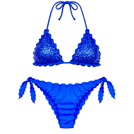 BIKINI TRIANGOLO PAILLETTES BLU