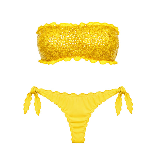 BIKINI FASCIA PAILLETTES GIALLO
