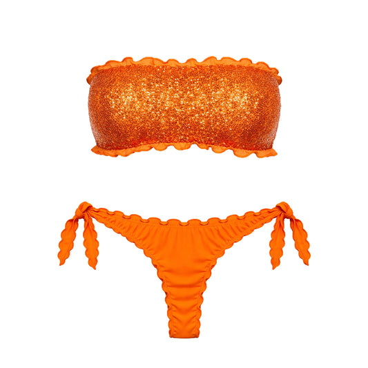 BIKINI FASCIA PAILLETTES ARANCIONE