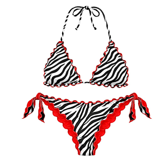 BIKINI TRIANGOLO FANTASIA ZEBRA ROSSO