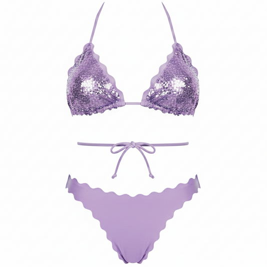 BIKINI TRIANGOLO PAILLETTES LILLA