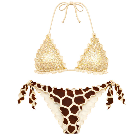 BIKINI TRIANGOLO PAILLETTES GOLD GIRAFFA