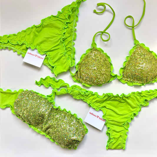 BIKINI FASCIA PAILLETTES LIME