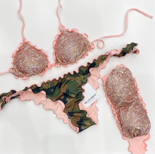 BIKINI TRIANGOLO PAILLETTES CIPRIA MILITARE