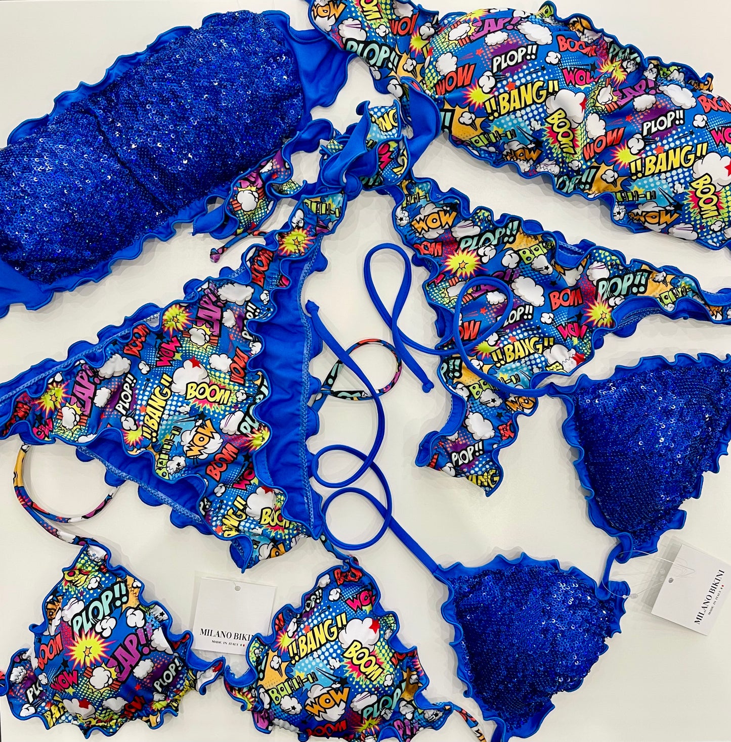 BIKINI FASCIA PAILLETTES BLU CARTOON