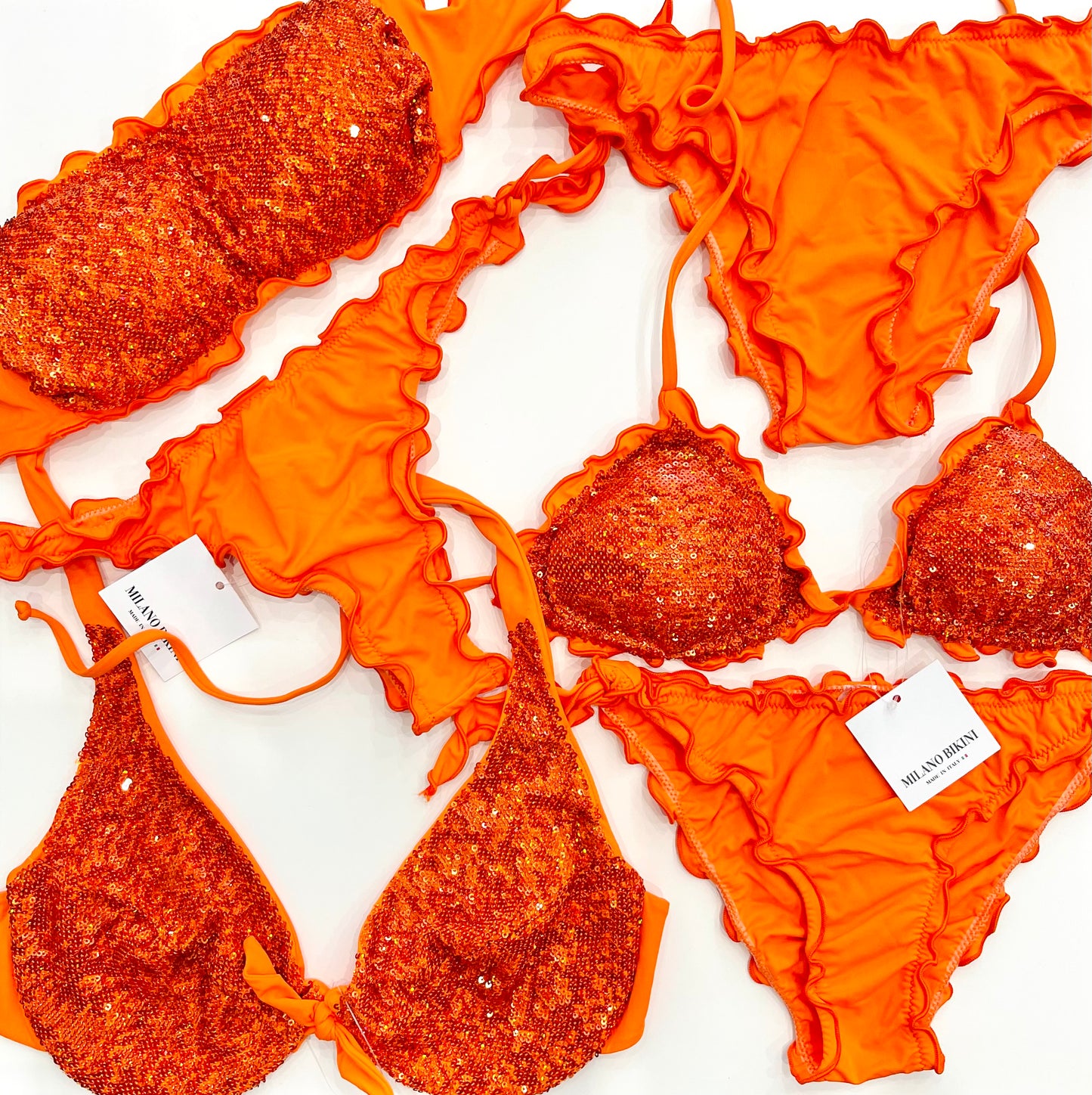 BIKINI TRIANGOLO PAILLETTES ARANCIONE